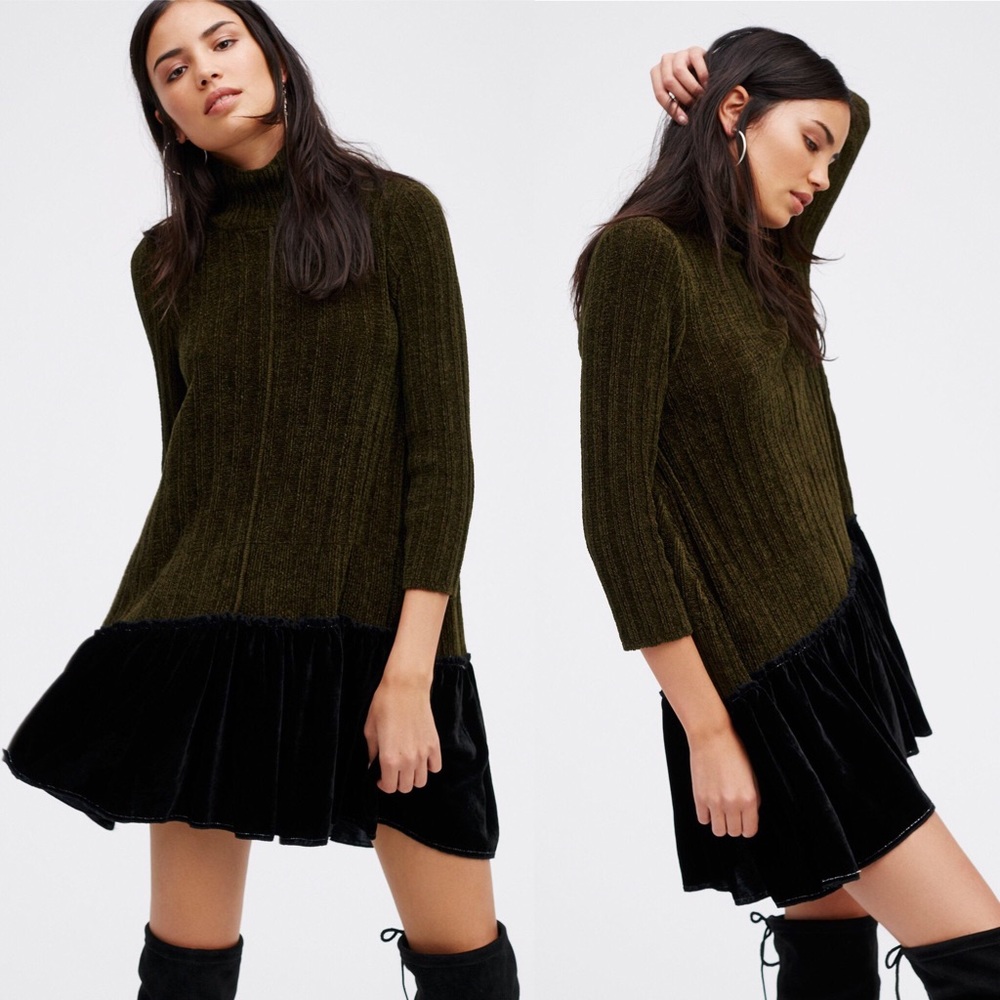 Free People Coco Flounce Sweater Dress Velvet